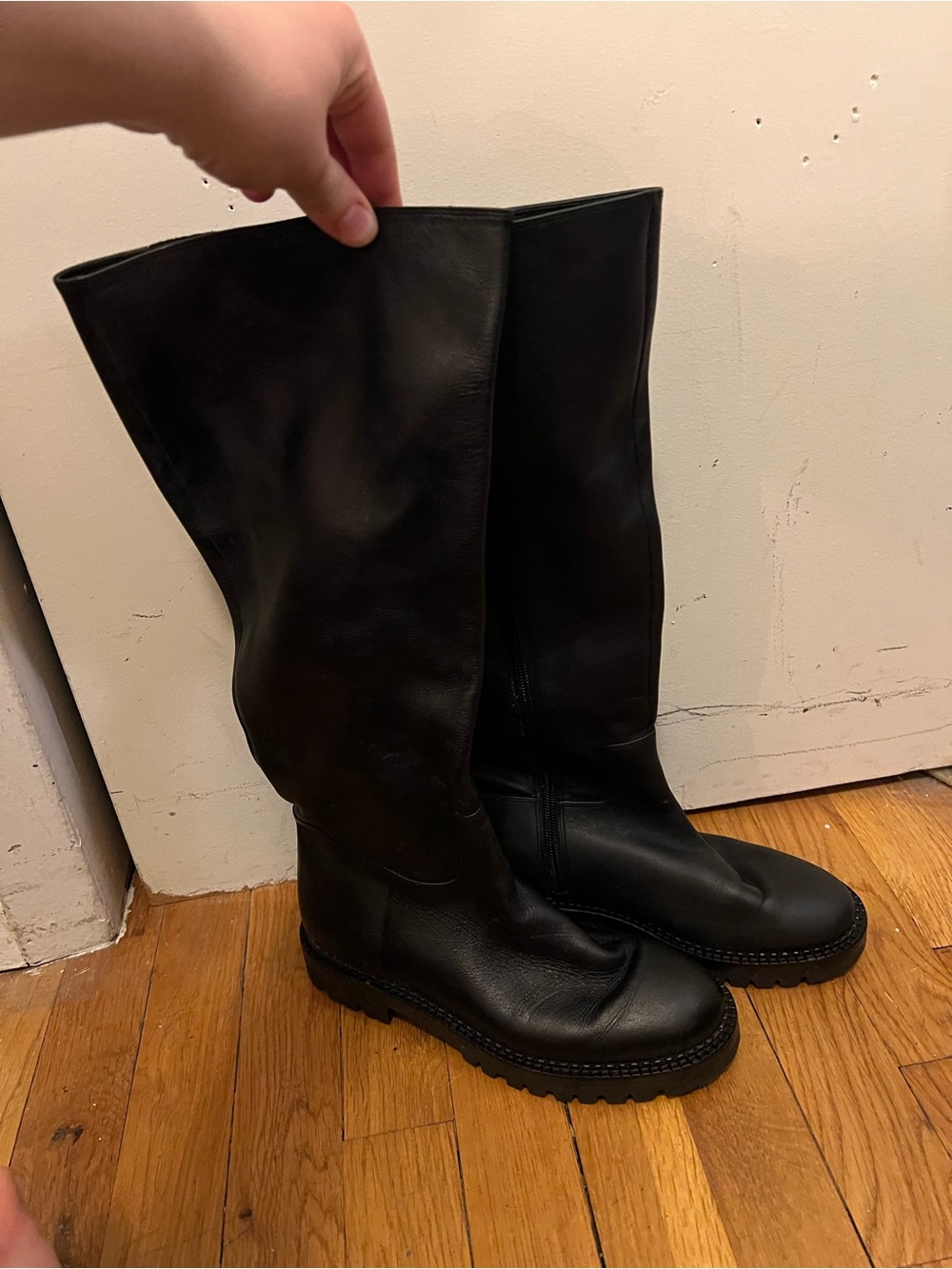 Vince Black Leather Tall Boots